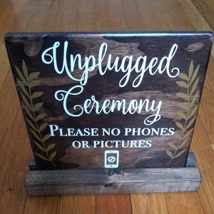 Unplugged Ceremony Wood Wedding Sign